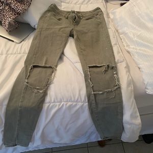 Army green American eagle jeans